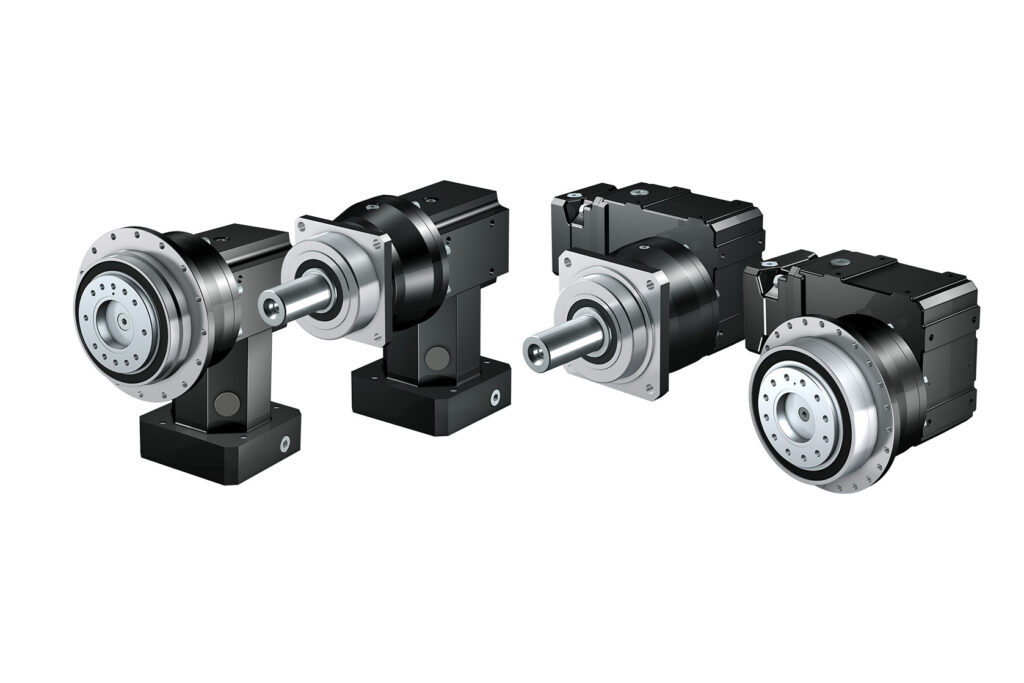 Planetary gear units paired with highly efficient helical bevel gear units.