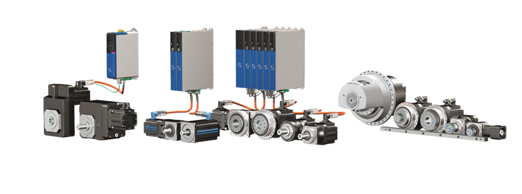 Das STÖBER Portfolio: Antriebsregler, Getriebemotoren, Kabel – der Anwender erhält alles aus einer Hand.  