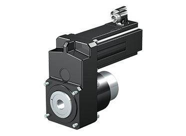 Offset helical gearbox with synchronous servo motor
