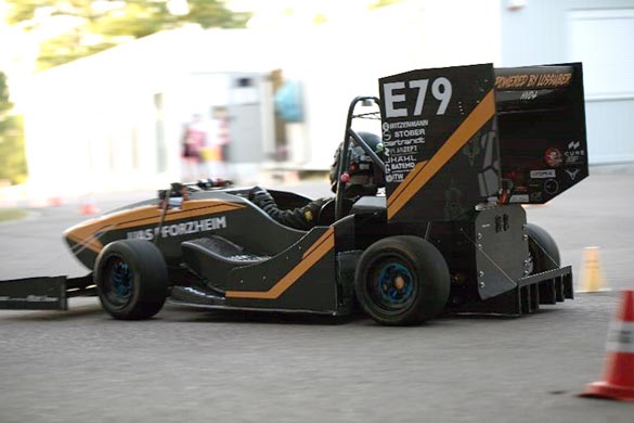 The visual highlight: the race car of Rennschmiede Pforzheim. 